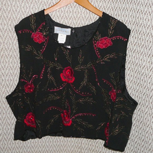 Embroidered Floral Beaded Sleeveless Blouse Evening Holiday size 24W New - Picture 13 of 13